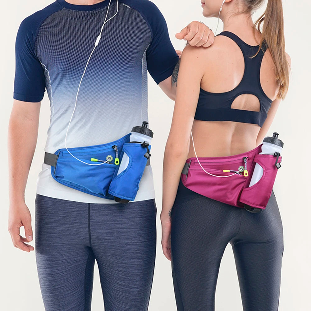 Running Waist Bag with Water Bottle Holder - Hydration Belt for Training and Cycling