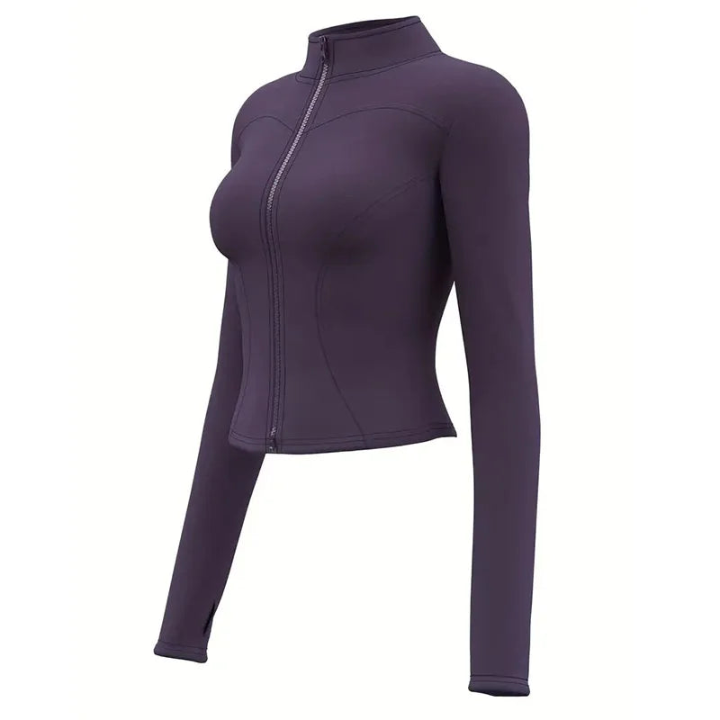 Women's Zip-Up Running Jacket - Lightweight & Breathable for Winter Training
